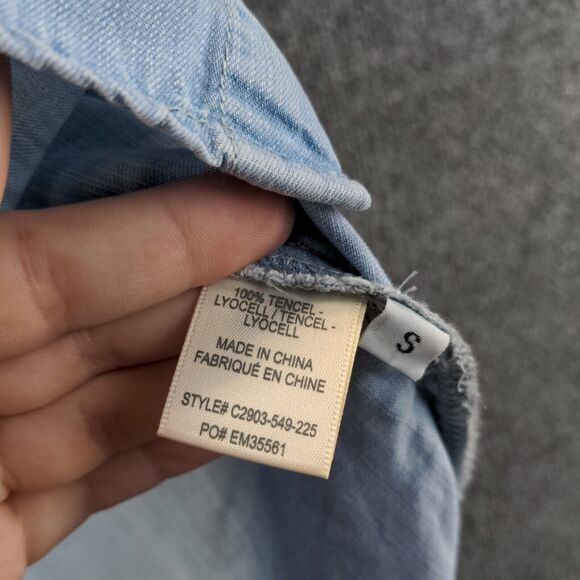 Cloth & Stone Denim Button Up Vest Womens Small Sleeveless Blue High Low Hem - Picture 10 of 12